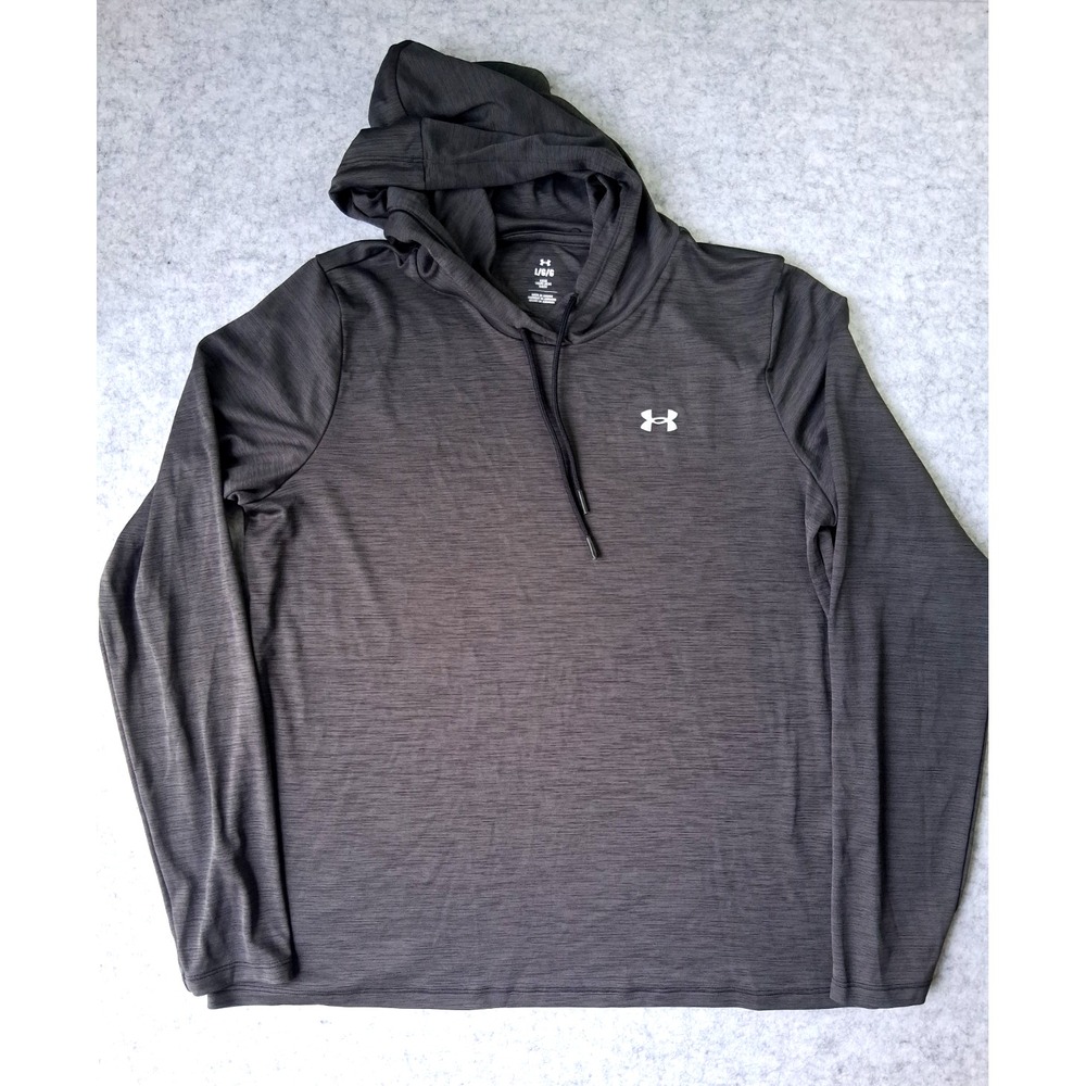 Under Armour Men L Gray Performance Hoodie Loose Fit Long Athletic Pullover